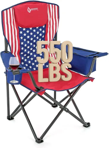 Miniatura 22 de ARROWHEAD OUTDOOR Silla plegable portátil de lujo para campamento con reposacabezas, portavasos y vidrio, enfriador de 6 latas, bolsa de transporte