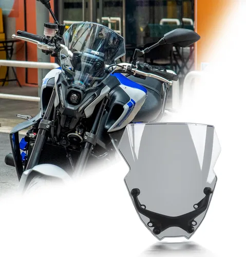 Miniatura 9 de Parabrisas de motocicleta de 12 pulgadas para MT09 MT-09/SP FZ09 2021 2022 2023 deflector de viento delantero con soporte de montaje, negro