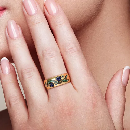 Miniatura 5 de Santuzza Anillo de plata de ley 925 con patrón de piedras preciosas para mujer