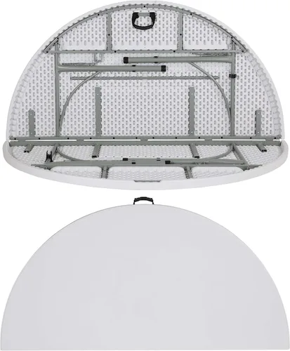 Miniatura 7 de BizChair Mesa plegable redonda de 6 pies de plástico blanco granito bi-Fold con mango