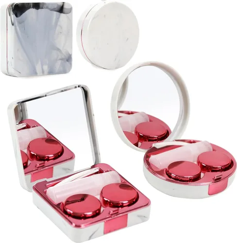 Miniatura 19 de Estuche 2 en 1 para Lentes de Contacto y Anteojos para Mujeres, Hombres y Niños, Estuche Duro Portátil de Doble Cara para Anteojos de Viaje
