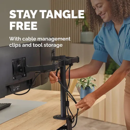 Miniatura 7 de Fellowes Brazo de monitor doble ajustable para todos los días: tiene capacidad para dos pantallas de hasta 32 pulgadas con un peso de 19.84 libras