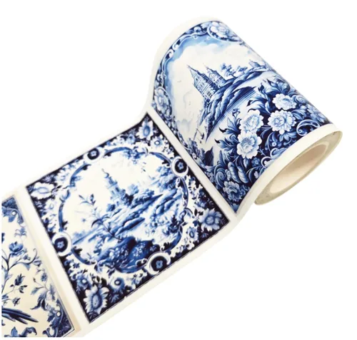 Miniatura 12 de Serenity Fair Washi Tape - Patrón de azulejos mediterráneos, suministros extra anchos de 4 pulgadas para álbumes de recortes, diario, calcomanías