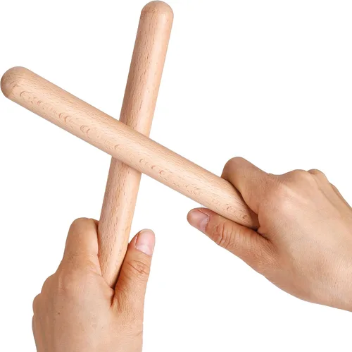 Miniatura 3 de 1 par de instrumentos de percusión musical de clavos de madera clásica de 8 pulgadas, palos de ritmo de madera natural (1 par FBA)