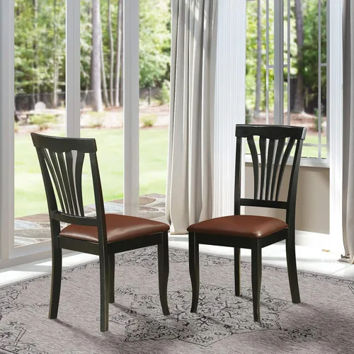 Miniatura 5 de East West Furniture ANT-BLK-TP Hermosa mesa de comedor y sillas de comedor modernas Avon de cuero sintético y acabado negro con marco de madera dura