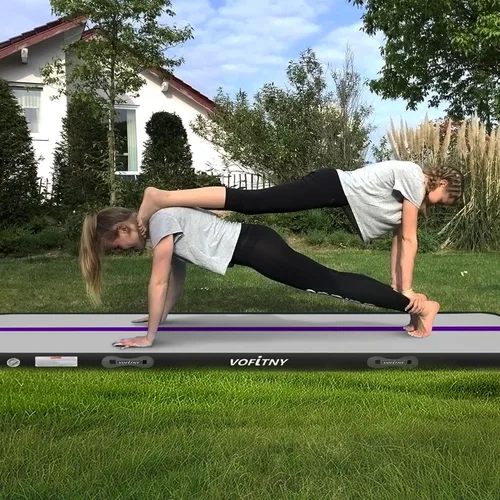Miniatura 2 de VOFiTNY - Esterilla inflable de gimnasia con pista de caídas y barril de aire octogonal con bomba para uso doméstico/gimnasio Negro/Púrpura+Rodillo