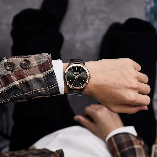 Miniatura 4 de BUREI Relojes de pulsera para hombre, relojes analógicos de cuarzo de acero inoxidable para hombre
