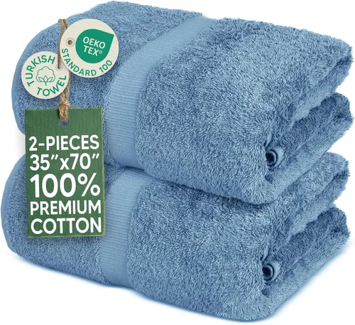 Miniatura 39 de Towel Bazaar Toallas Turcas de Algodón Premium Súper Suaves y Absorbentes (Juego de 2 Toallas de Baño Grandes, Blanco)