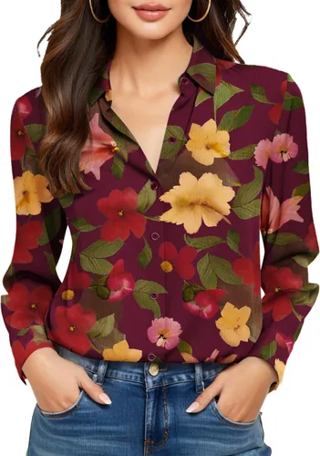 Miniatura 35 de Camisas sin planchado y sin arrugas para mujer, con botones, de manga larga, de seda de morera, blusas casuales para el trabajo