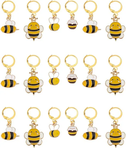Miniatura 14 de NBEADS 2 Piezas 2 Estilos Cadenas Contador de Filas con Dijes de Abejas, Marcadores de Puntos con Números 0~9 Cuentas Acrílicas Dijes Marcadores