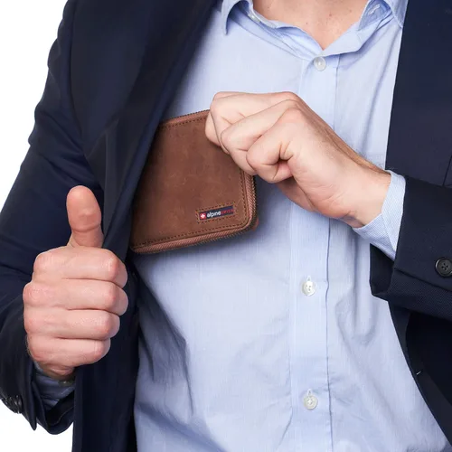 Miniatura 6 de Alpine Swiss Logan - Cartera plegable con cremallera para hombre o mujer, seguridad RFID, viene en una caja de regalo, cartera Rfid, talla única