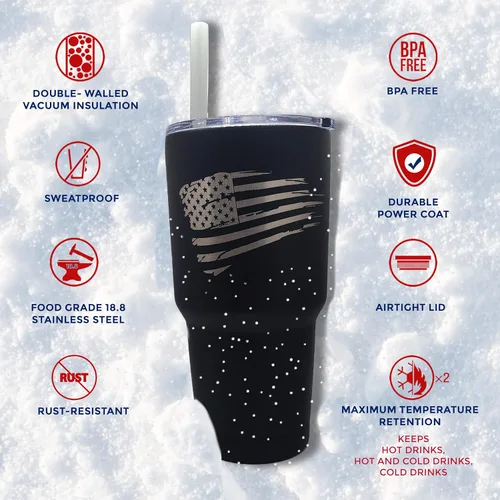 Miniatura 5 de Gadsden Flag Don't Tread On Me - Vaso patriótico de 30 onzas – Taza de viaje con bandera estadounidense – Taza de viaje para café patriótico – Vaso