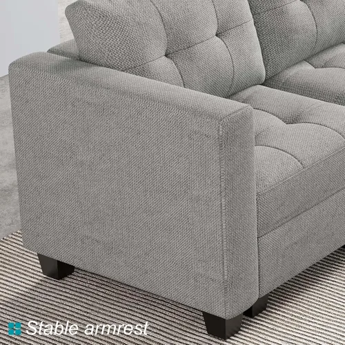 Miniatura 7 de Belffin Sofá cama modular de almacenamiento, sofá seccional con tumbonas anchas, sofá seccional convertible, sofá cama modular, cama gris claro
