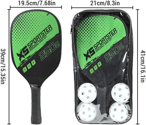 Miniatura 7 de Lixada Juego de palas de pickleball con 4 bolas de pickleball y bolsa de almacenamiento, raqueta de pickleball para deportes de interior y exterior