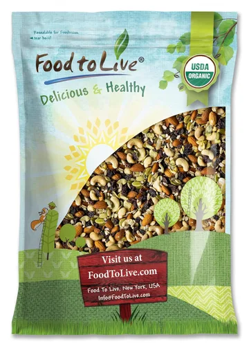 Miniatura 7 de Food to Live Mezcla orgánica de semillas crudas, nueces y pasas, 8 onzas, mezcla de frutos secos crudos sin OMG que contiene almendras, anacardos