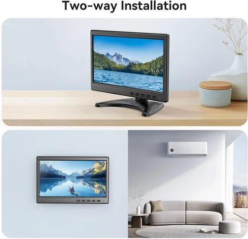 Miniatura 4 de Monitor de seguridad CCTV de 10,1 pulgadas, segundo monitor pequeño para vigilancia DVR/NVR, entradas HDMI VGA BNC AV, altavoces incorporados