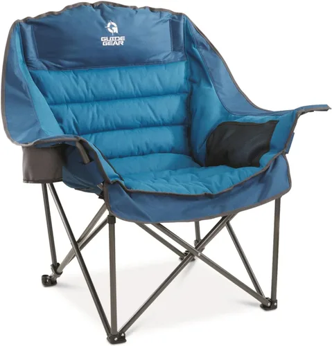 Guide Gear Silla de campamento acolchada extragrande de gran tamaño, portátil, plegable, sillas grandes de descanso de campamento y playa para Azul