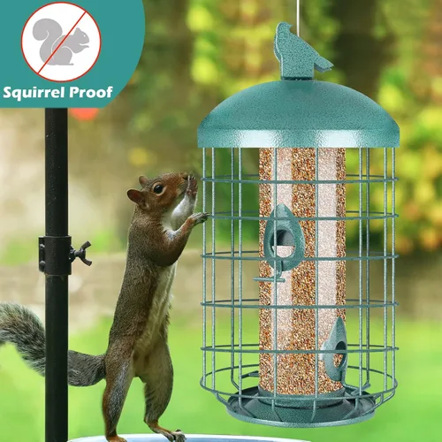 Miniatura 2 de Yinns Comedero para pájaros enjaulados para exteriores, comedero de metal grande a prueba de ardillas, 3 libras, comedero para pájaros silvestres