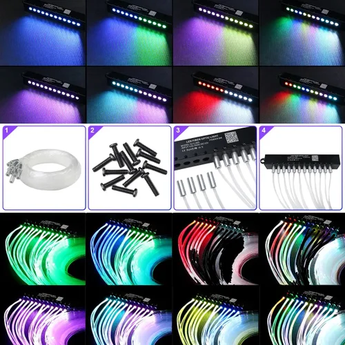 Miniatura 2 de AZIMOM - Kits de estrella fugaz de meteorito RGB con 12 LED, 96 piezas de 0.04 pulgadas, 13.1 pies de fibra óptica multicolor, kits de estrella