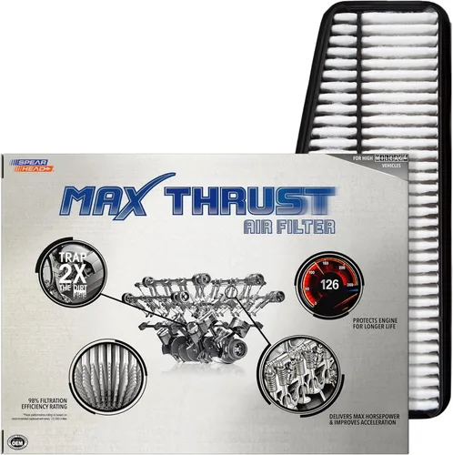 Miniatura 54 de Filtro de aire de motor Spearhead MPG Defense Max Thrust para vehículos de todo kilometraje, se adapta como el OEM, restaura MPG y aceleración