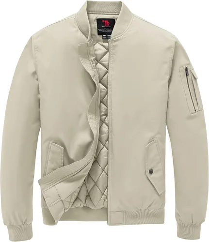Miniatura 13 de TBMPOY - Chaqueta de hombre para el otoño, chaqueta de invierno, rompevientos, bomber, con cremallera, acolchada, de softshell, cálida