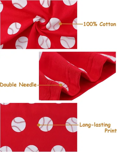 Miniatura 4 de A&J DESIGN Conjunto de pijama para niños, 100 % algodón, 2 piezas con temática deportiva