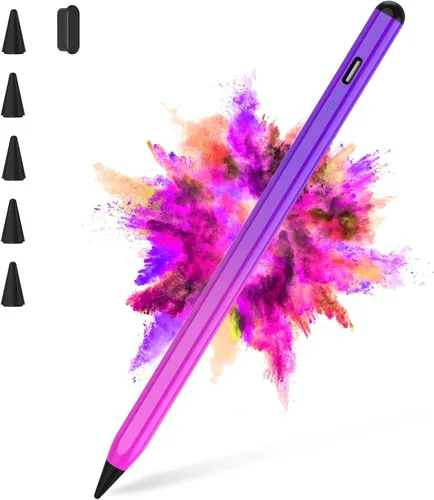 Lápiz óptico para iPad 2018-2025 con rechazo de palma, carga más rápida, sensibilidad de inclinación, lápiz iPad compatible con Gradiente Púrpura