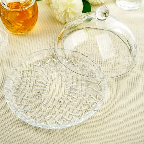 Miniatura 3 de kanpura Soporte para tartas de cristal transparente de 7 pulgadas con tapa, soporte para tartas de cristal cubierto versátil soporte de postre