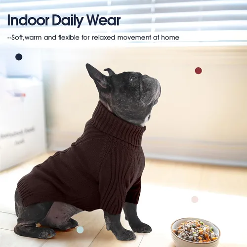 Miniatura 6 de IECOii Suéter de perro salchicha de cuello alto para perros pequeños, medianos y hembras, elástico y transpirable, abrigo de punto cálido