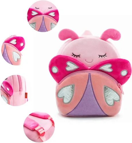 Miniatura 5 de Mochila con diseño de animales, animal de felpa, minibolsa de viaje para niño de 2-6 años, Rosado (Pink Butterfly)), B07SNTZL8P