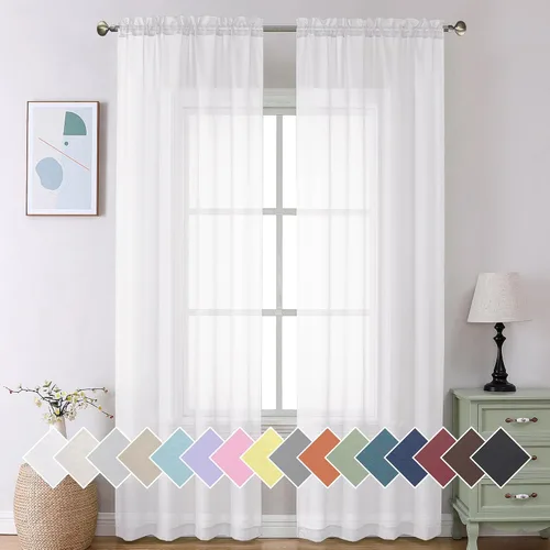 Miniatura 115 de Aiyufeng 2 paneles de cenefa transparente negra de 14 pulgadas de largo, cortinas cortas negras transparentes para dormitorio, cortinas de cocina