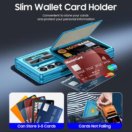 Miniatura 2 de CENMASO - Funda para Samsung Galaxy Z Fold 6 con soporte para bolígrafo S, tarjetero y cubierta para cámara deslizante, protección de bisagra
