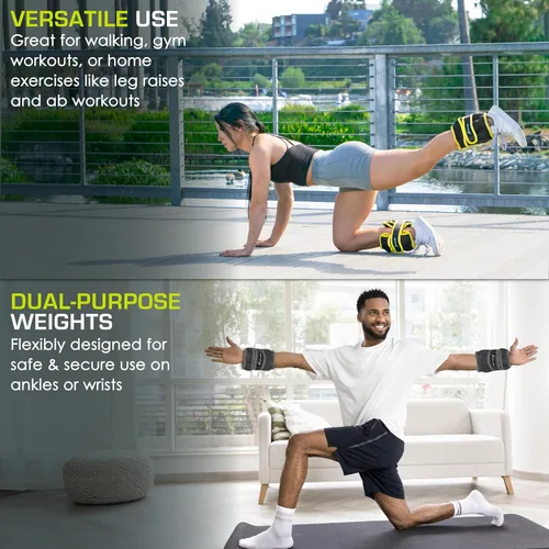 Miniatura 5 de ProsourceFit Ankle/Wrist and Arm/Leg Weights Set of 2, Adjustable Strap 1 lb-5 lb, Adjustable Weight 15 lb, 10 lb, 7 lb for Men and Women Gris Adj