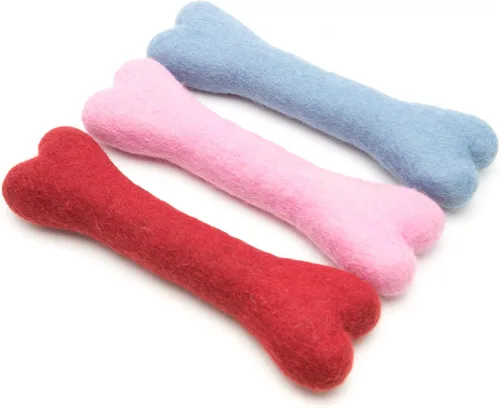Miniatura 10 de Glaciart One Hueso masticable de lana de fieltro para perros (3 piezas) Juguete duradero para masticar perros, juguetes masticables para cachorros