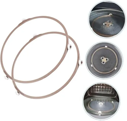 Miniatura 7 de Juego de 2 soportes de rodillos circulares con ruedas de 0.551 in de diámetro y anillo de plástico de 17 3.1 in para tocadiscos de microondas
