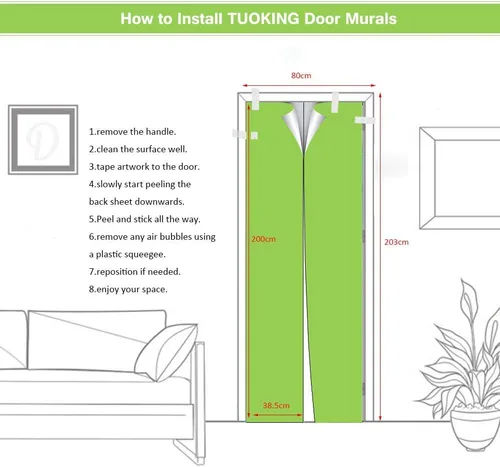 Miniatura 8 de TUOKING Adhesivo para puerta, calcomanías de vinilo para puerta, mural autoadhesivo para decoración del hogar, 30.3 pulgadas de ancho x 78.7