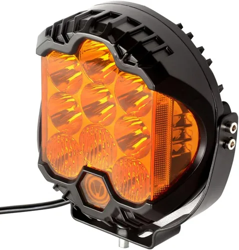 Focos LED de 5 pulgadas con disparador lateral, barra de luz redonda, luz antiniebla blanca/ámbar, haz puntual, luces intermitentes todoterreno para