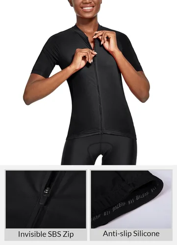 Miniatura 5 de BALEAF Camiseta de ciclismo para mujer, manga corta, con bolsillos, transpirable, para el verano