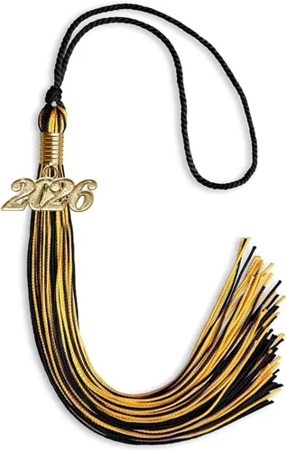 Miniatura 248 de Endea Graduation - Borla de doble color mixto con fecha dorada (negro/dorado antiguo, 2021)