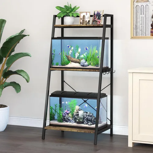 Miniatura 10 de Soporte para pecera de 20 galones, soporte de metal para acuario de 20 galones con almacenamiento de gabinete, mesa de 28.7 pulgadas de largo x 16.5
