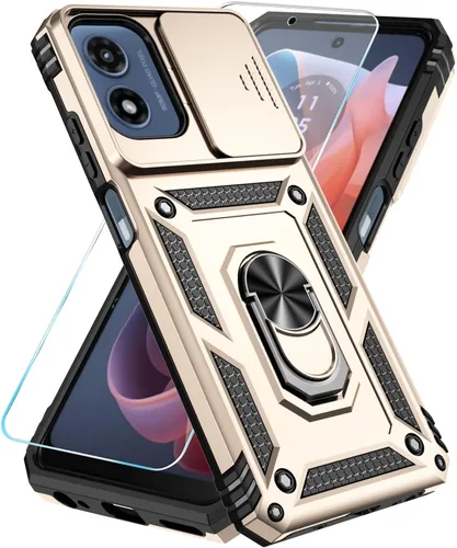 Miniatura 20 de Funda para teléfono SunStory para Motorola Moto G Play 2024 con protector de pantalla HD y cubierta deslizante para la cámara y soporte con patas