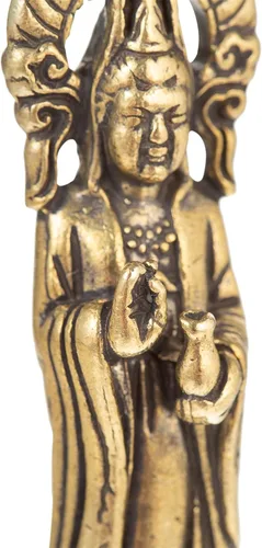 Miniatura 4 de FENGSHUI-CAISHEN Pequeña estatua de cobre Guan Yin, hecha a mano para meditar la decoración zen, pequeña figura de Quan Yin, Baby Kwan Yin