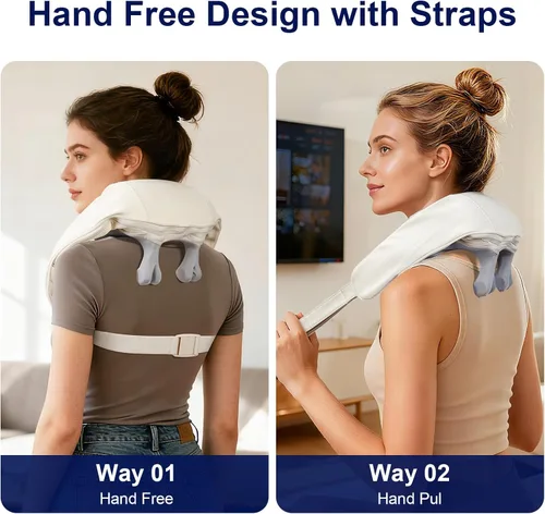 Miniatura 6 de Masajeador inalámbrico de cuello y hombros con calor, amasado de 10 cabezas, almohada masajeadora Shiatsu para cuello, hombros, espalda, regalos