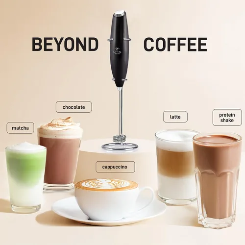 Miniatura 234 de Zulay Milk Boss Espumador de leche potente manual, hace espuma para latte, batidor para mezclar bebidas, café, miniespumador para capuchino, frappé