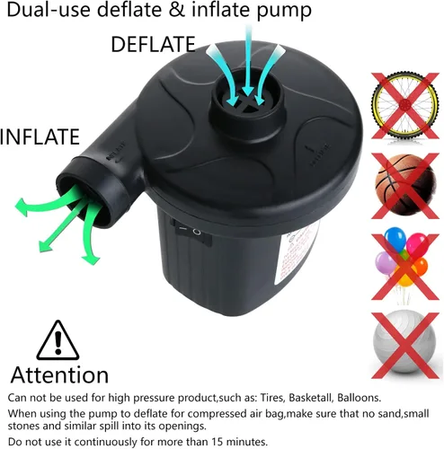 Miniatura 8 de Jasonwell Electric Air Pump Portable Quick-Fill AC DC Inflator Deflator Pump for Air Mattress Inflatables Pool Floats Water Toy Raft Bed Boat Pool