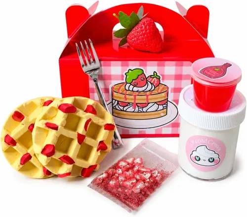 Miniatura 2 de Hoshimi Slimes - Juego de gofres de tarta de fresa para bricolaje a partir de 8 años, juego de regalo sensorial ASMR hecho a mano con mantequilla