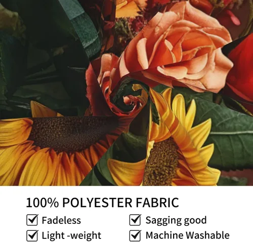 Miniatura 3 de Dwrepo Tapiz con estampado de girasoles y rosas, colorido y moderno para colgar en la pared, divertidos tapices de pared para decoración del hogar