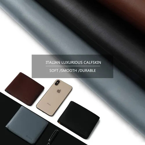 Miniatura 6 de Billeteras delgadas de piel de becerro para hombres con bloqueo RFID, bolsillo frontal de cuero, billetera minimalista plegable de fácil acceso