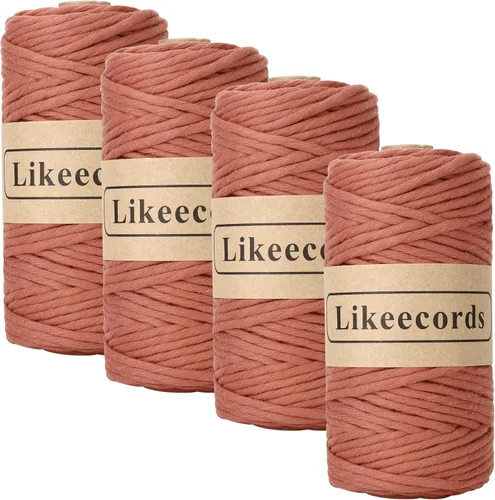 Miniatura 40 de Likeecords - Cuerda de macramé de 4 mm de un solo hilo, 80 m de cuerda de macramé colorida, cuerda de algodón para macramé, cuerda de algodón