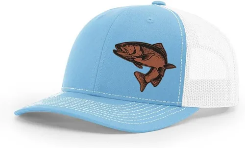 Miniatura 32 de Sombrero de pesca de trucha con parche de cuero grabado láser Richardson 112 Snapback Trucker Cap
